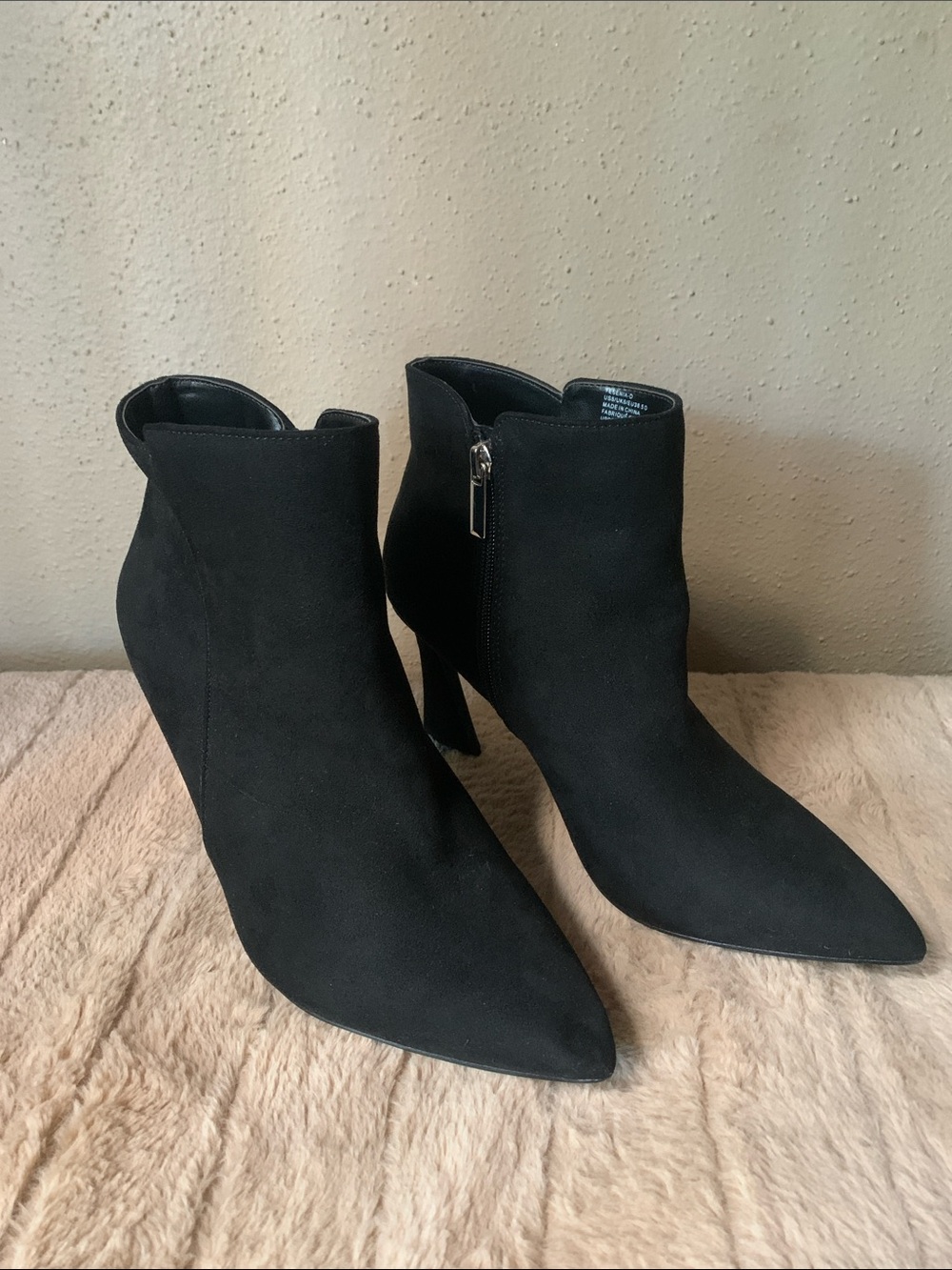 Shoe Dazzle Black Suede Pointed Ankle Booties